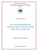 Luận văn thạc sĩ các yếu tố ảnh hưởng đến ý định mua trực tuyến thực phẩm chức năng tại việt nam 