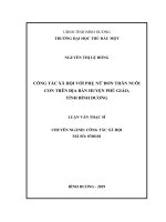 Công tác xã hội đố với phụ nữ đơn thân nuôi con trên địa bàn huyện phú giáo tỉnh bình dương 