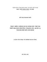 Thực hiện chính sách chăm sóc trẻ em trên địa bàn phường Thạnh Lộc, Quận 12, Thành phố Hồ Chí Minh.
