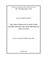 Thực hiện chính sách an sinh xã hội cho đồng bào dân tộc chăm trên địa bàn tỉnh an giang 
