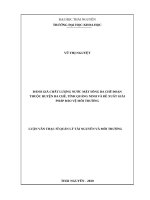 Đánh giá chất lượng nước mặt sông ba chẽ đoạn thuộc huyện ba chẽ, tỉnh quảng ninh và đề xuất giải pháp bảo vệ môi trường​ 