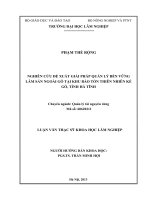 Nghiên cứu đề xuất giải pháp quản lý bền vững lâm sản ngoài gỗ tại khu bảo tồn thiên nhiên kẻ gỗ, tỉnh hà tĩnh​ 