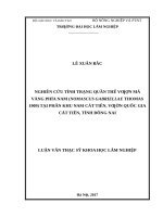 Nghiên cứu tình trạng quần thể vượn má vàng phía nam (nomascus gabrieliae thomas 1909) tại phân khu nam cát tiên, tỉnh đồng nai​ 