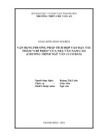 (Sáng kiến kinh nghiệm) vận dụng phương pháp dạy học ngữ văn theo hướng tích hợp vào giảng dạy tác phẩm chí phèo của nam cao 