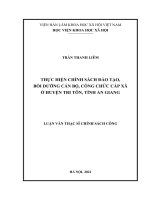 Thực hiện chính sách đào tạo, bồi dưỡng cán bộ, công chức cấp xã ở huyện tri tôn, tỉnh an giang 