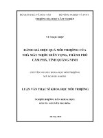 Đánh giá hiệu quả môi trường của nhà máy nước diễn vọng, thành phố cẩm phả, tỉnh quảng ninh 