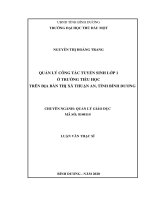 Quản lý công tác tuyển sinh lớp 1 ở trường tiểu học trên địa bàn thị xã thuận an, tỉnh bình dương 