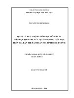 Quản lí hoạt động giáo dục hòa nhập cho học sinh khuyết tật ở trường tiểu học trên địa bàn thị xã thuận an, tỉnh bình dương 