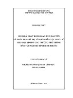 Quản lý hoạt động giáo dục bảo tồn và phát huy giá trị văn hóa dân tộc thiểu số cho học sinh ở các trường phổ thông dân tộc nội trú tỉnh bình phước 