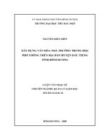 Xây dựng văn hóa nhà trường trung học phổ thông trên địa bàn huyện dầu tiếng tỉnh bình dương 