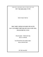 THỰC HIỆN CHÍNH SÁCH đối với NGƯỜI SAU CAI NGHIỆN TRÊN địa bàn QUẬN sơn TRÀ, THÀNH PHỐ đà NẴNG 
