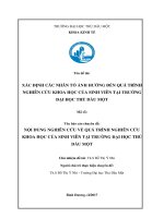 NỘI DUNG NGHIÊN cứu về QUÁ TRÌNH NGHIÊN cứu KHOA học của SINH VIÊN tại TRƯỜNG đại học THỦ dầu một 