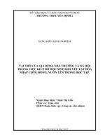 (Sáng kiến kinh nghiệm) vai trò của gia đình, nhà trường và xã hội trong việc giúp đỡ học sinh khuyết tật hào nhập cộng đồng, vươn lên trong học tập  