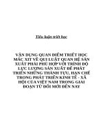 Vận dụng quan điểm triết học Mác xit về qui luật quan hệ sản xuất phải phù hợp (Tiểu luận)
