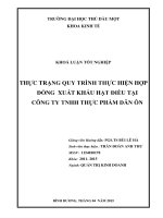 Thực trạng quy trình thực hiện hợp đồng xuất khẩu hạt điều tại công ty TNHH thực phẩm dân ôn 