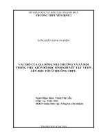 (Sáng kiến kinh nghiệm) VAI TRÒ của GIA ĐÌNH, NHÀ TRƯỜNG và xã hội TRONG VIỆC GIÚP đỡ học SINH KHUYẾT tật vươn lên học tốt ở TRƯỜNG THPT  