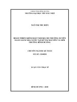 Hoàn thiện kiểm soát nội bộ chi thường xuyên ngân sách nhà nước tại sở tài nguyên và môi trường bình dương 
