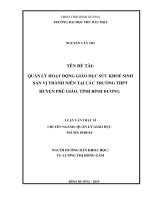 Quản lý hoạt động giáo dục sức khỏe sinh sản vị thành niên tại các trường THPT huyện phú giáo, tỉnh bình dương 