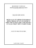 Pháp luật về chính sách khoan hồng trong xử lý các hành vi thỏa thuận hạn chế cạnh tranh – lý luận, thực tiễn và kiến nghị 