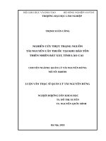 Nghiên cứu thực trạng nguồn tài nguyên cây thuốc tại khu bảo tồn thiên nhiên bát xát, tỉnh lào cai 