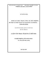 Đánh giá thực trạng công tác bồi thường, hỗ trợ của một số dự án tại huyện cao phong, tỉnh hòa bình 
