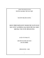 Hoàn thiện kiểm soát nội bộ thu ngân sách nhà nước tại phòng giao dịch thủ dầu một kho bạc nhà nước bình dương 