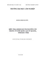 Điều tra, đánh giá tài nguyên cây thuốc ở vườn quốc gia vũ quang, tỉnh hà tĩnh 