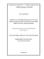 Nghiên cứu cơ sở khoa học đề xuất các giải pháp giáo dục bảo tồn tại khu bảo tồn thiên nhiên pù luông, tỉnh thanh hóa​ 