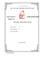 Bài tập lớn môn Phân tích và thiết kế hệ thống thông tin: Quản lý hãng tour du lịch