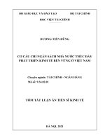 Cơ cấu chi ngân sách nhà nước thúc đẩy phát triển kinh tế bền vững ở việt nam TT 