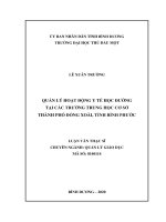 Quản lý hoạt động y tế học đường tại các trường trung học cơ sở thành phố đồng xoài, tỉnh bình phước 