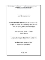 Đánh giá việc thực hiện các quyền của người sử dụng đất trên địa bàn huyện thạch thất, thành phố hà nội​ 