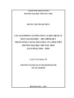 Giải pháp cải tiến chất lượng dịch vụ đào tạo đại học   hệ chính quy nhằm nâng cao sự hài lòng của sinh viên trường đại học thủ dầu một ( giai đoạn 2016 2020) 