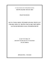 Quản lý hoạt động tích hợp giáo dục pháp luật cho học sinh các trường trung học phổ thông tại thành phố đồng xoài, tỉnh bình phước 