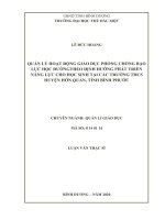 Quản lý hoạt động giáo dục phòng chống bạo lực học đường theo định hướng phát triển năng lực học sinh tại các trường trung học cơ sở huyện hớn quản, tỉnh bình phước 