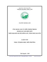 Ứng dụng GIS và viễn thám trong đánh giá xói mòn đất trên địa bàn huyện đồng hỷ, tỉnh thái nguyên 