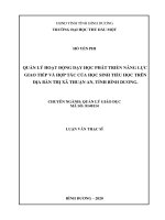 Quản lý hoạt động dạy học phát triển năng lực giao tiếp và hợp tác của học sinh tiểu học trên địa bàn thị xã thuận an, tỉnh bình dương 