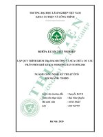 Lập quy trình kiểm tra bảo dưỡng và sửa chữa cơ cấu phân phối khí xe kia moring bản si đời 2016 