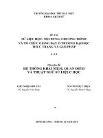 HỆ THỐNG KHÁI NIỆM, QUAN điểm và THUẬT NGỮ sử LIỆUC học 