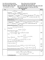 DAP AN tham khao DE THI THU 2013