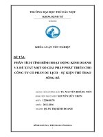 Phân tích tình hình hoạt động kinh doanh và đề xuất một số giải pháp phát triển cho công ty cổ phần du lịch   sự kiện thể thao sông bé 