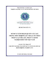 Hành vi xâm phạm quyền tác giả trong môi trường kỹ thuật số theo pháp luật hoa kỳ, pháp và kinh nghiệm đối với việt nam (luận văn thạc sĩ luật học) 
