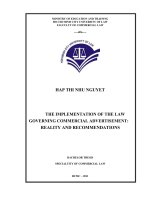 The implementation of the law governing commercial anvertisement, reality an recommendations (luận văn thạc sĩ luật học) 