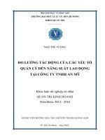 Đo lường tác động của các yếu tế quản lý đến năng suất lao động tại công ty TNHH an mỹ (luận văn thạc sĩ luật học) 