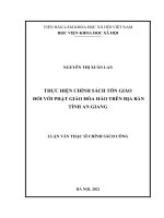 Thực hiện chính sách tôn giáo đối với phật giáo hòa hảo trên địa bàn tỉnh an giang 