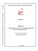 Tóm tắt Luận văn Thạc sĩ Kỹ thuật: Cải thiện hiệu năng mạng cảm biến không dây qua kỹ thuật phân cụm