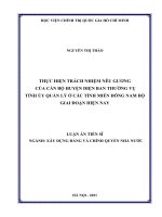 Thực hiện trách nhiệm nêu gương của cán bộ huyện diện ban thường vụ tỉnh ủy quản lý ở các tỉnh miền đông nam bộ giai đoạn hiện nay 