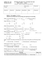 De thi Toan 8 HK I 20122013