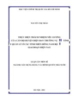 Thực hiện trách nhiệm nêu gương của cán bộ huyện diện ban thường vụ tỉnh ủy quản lý ở các tỉnh miền đông nam bộ giai đoạn hiện nay 