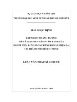 Luận văn thạc sĩ các nhân tố ảnh hưởng đến ý định mua sản phẩm xanh của người tiêu dùng ở các kênh bán lẻ hiện đại 